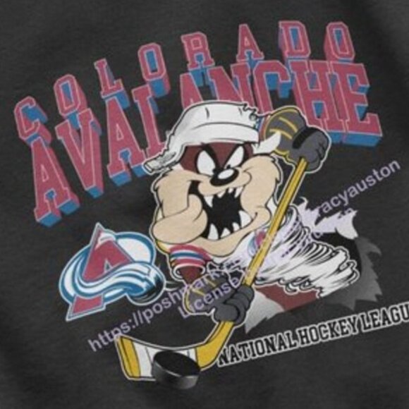 Vtg 1995 Taz Looney Tunes Colorado Avalanche NHL Sweatshirt - Picture 2 of 4